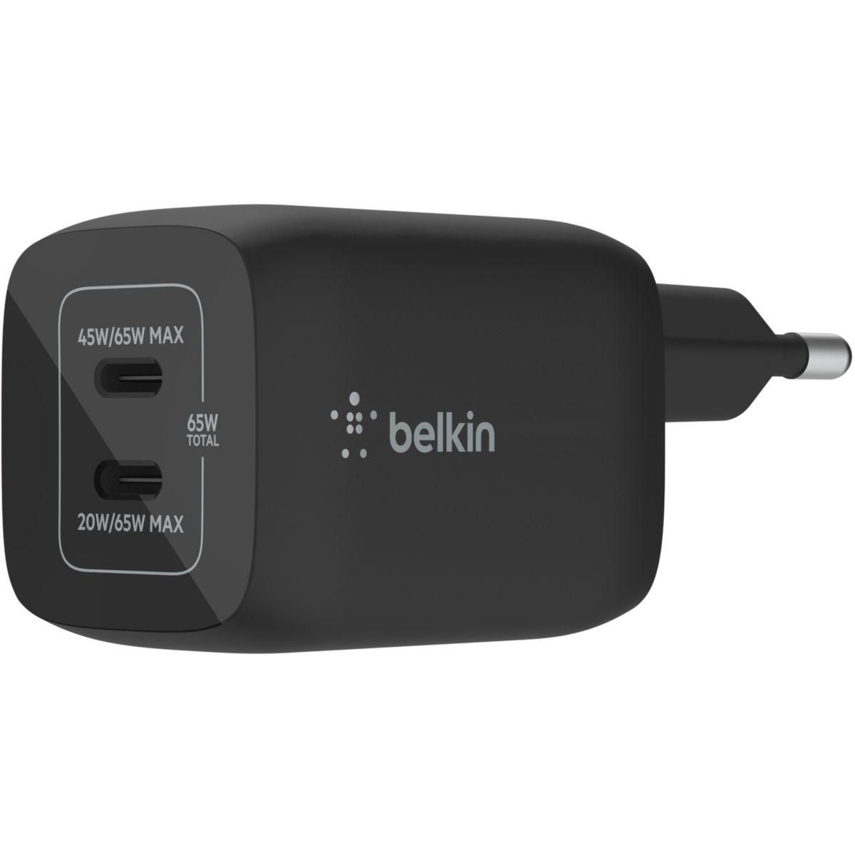 Belkin Chargeur secteur USB C x2 65W GaN PPS Noir