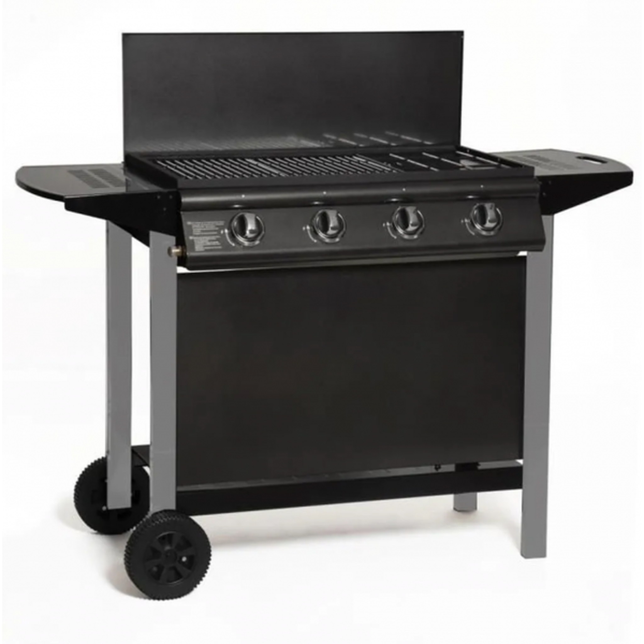 AAAAA Barbecue a gaz - GRILL GARDEN - Noir et gris - 4 bruleurs avec couvercle