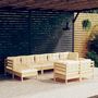 Voir la diapositive 1 : VIDAXL Salon de jardin 9 pcs avec coussins creme bois de pin massif