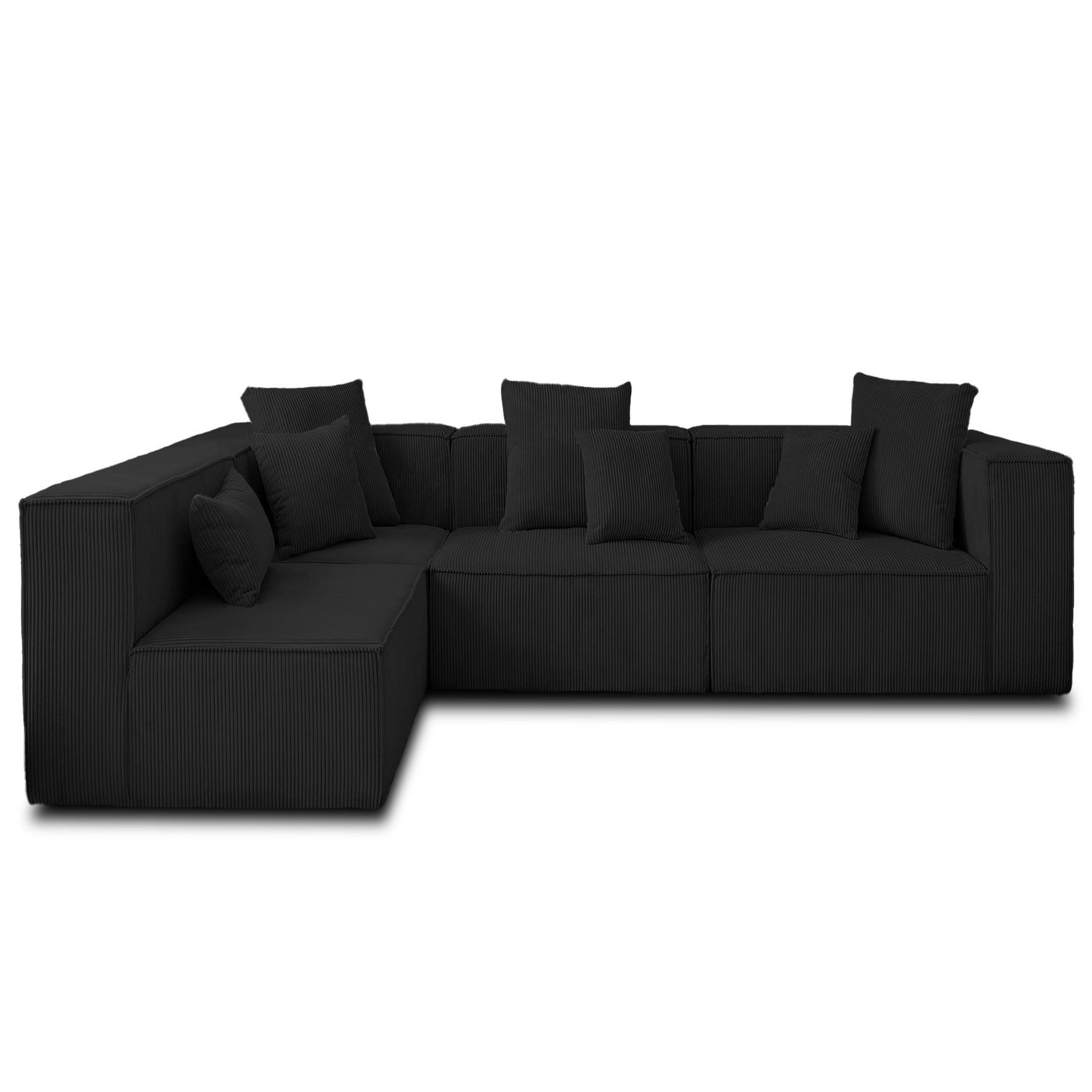 Voir la diapositive 1 : BEST MOBILIER Colombine - canapé modulable d'angle gauche - 6 places - en velours côtelé