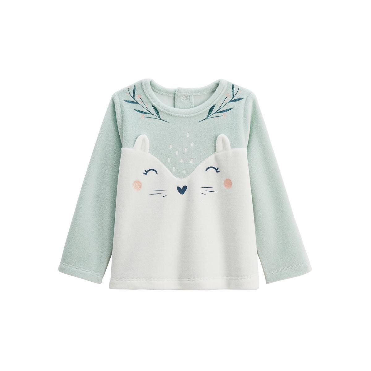 Petit Béguin Pyjama enfant 2 pièces en velours à pieds retroussables Dina