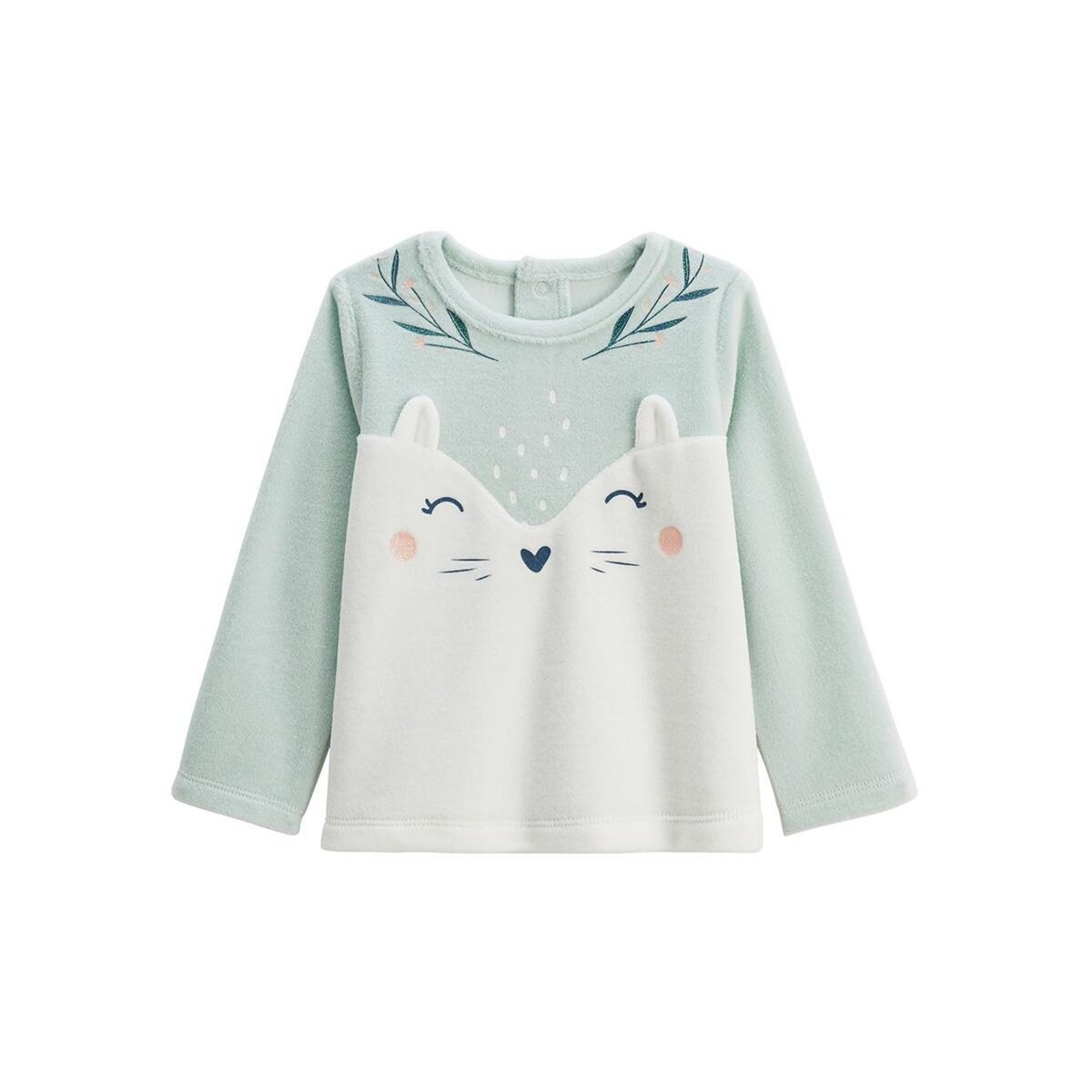 Petit Béguin Pyjama enfant 2 pièces en velours à pieds retroussables Dina