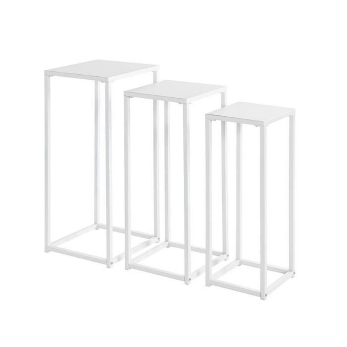 Paris Prix Lot de 3 Sellettes en Métal  Cromano  71cm Blanc