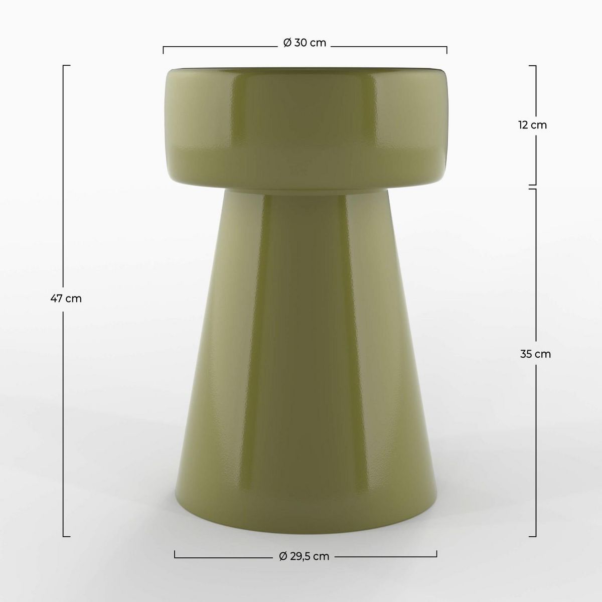 Rendez vous déco Table d'appoint ronde en métal vert kaki D30 cm - Athéna