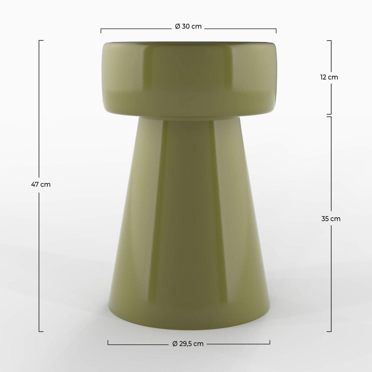 Rendez vous déco Table d'appoint ronde en métal vert kaki D30 cm - Athéna