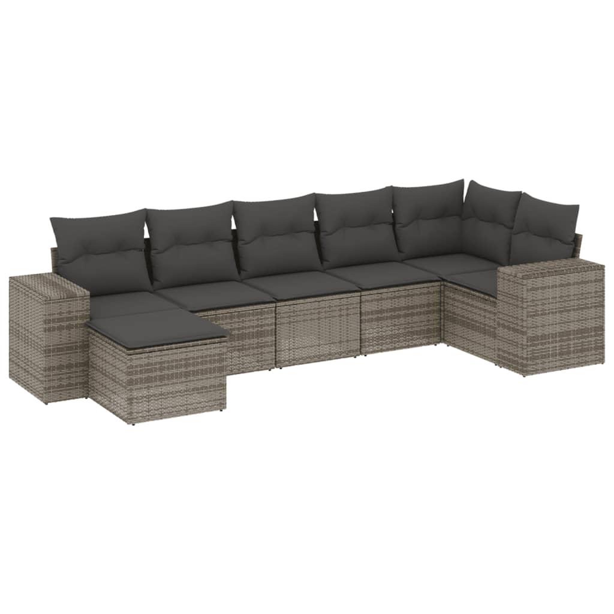 Voir la diapositive 2 : VIDAXL Salon de jardin avec coussins 7 pcs gris resine tressee