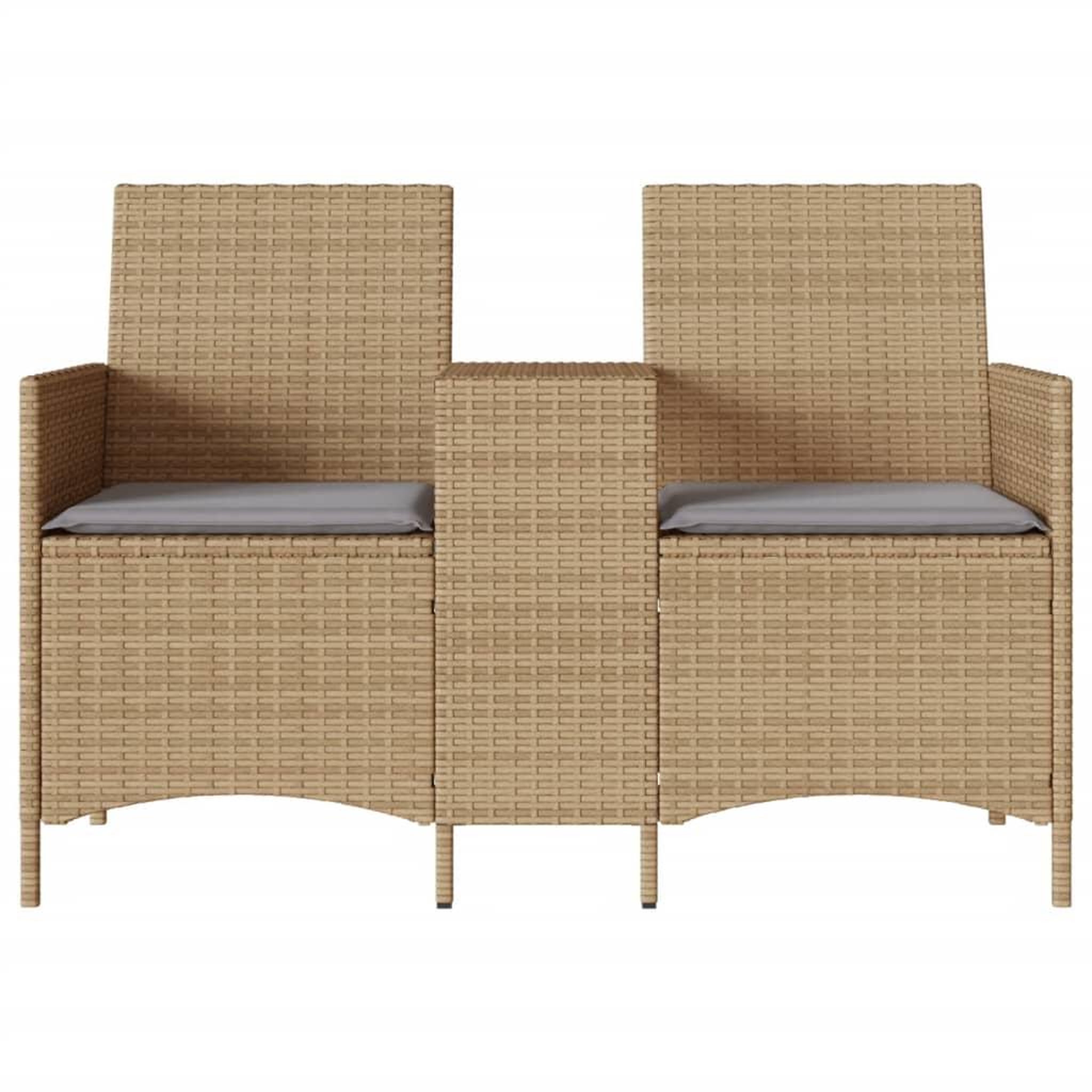 Voir la diapositive 3 : VIDAXL Canape de jardin 2 places avec table et coussins resine tressee