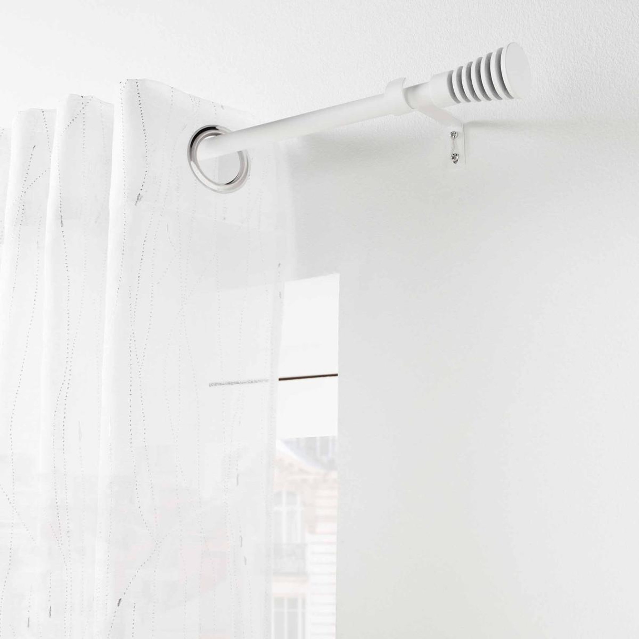 Voir la diapositive 2 : Douceur d'Intérieur Kit tringle à rideau extensible  sablis  120-210cm blanc