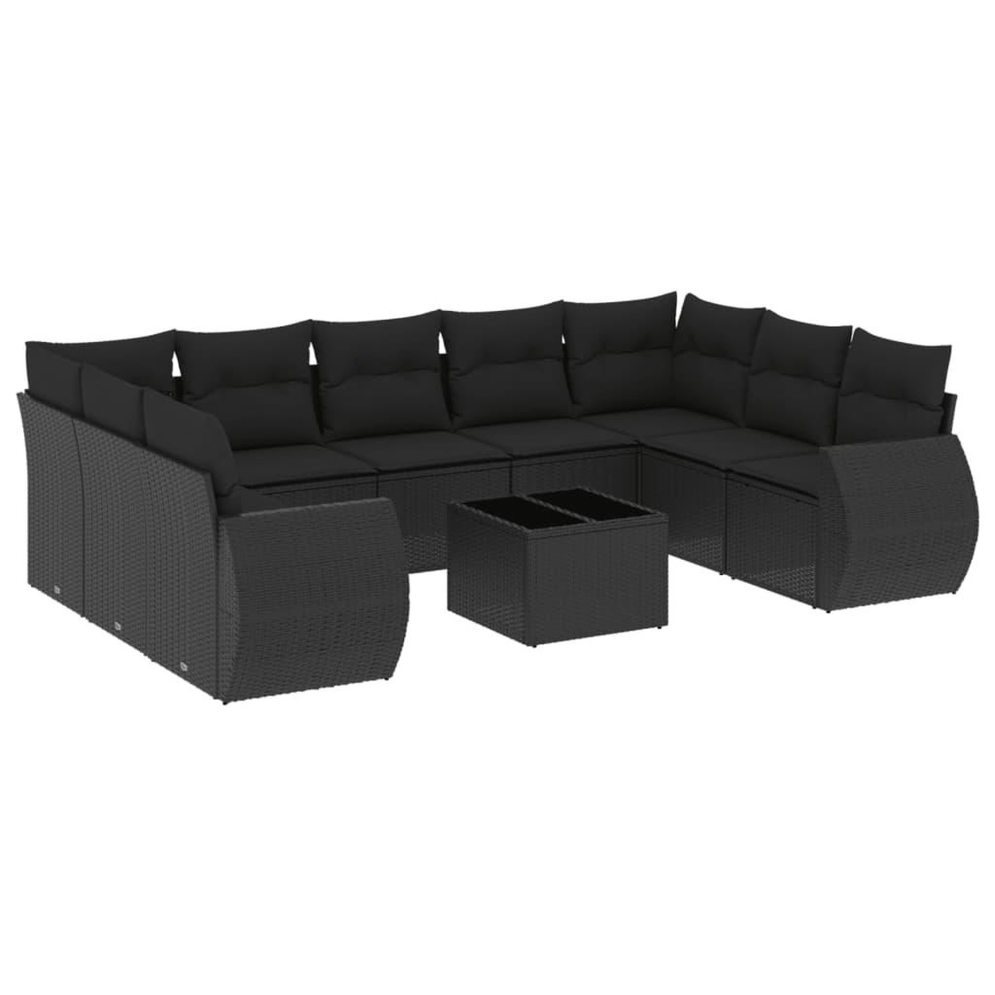 Voir la diapositive 2 : VIDAXL Salon de jardin 10 pcs avec coussins noir resine tressee