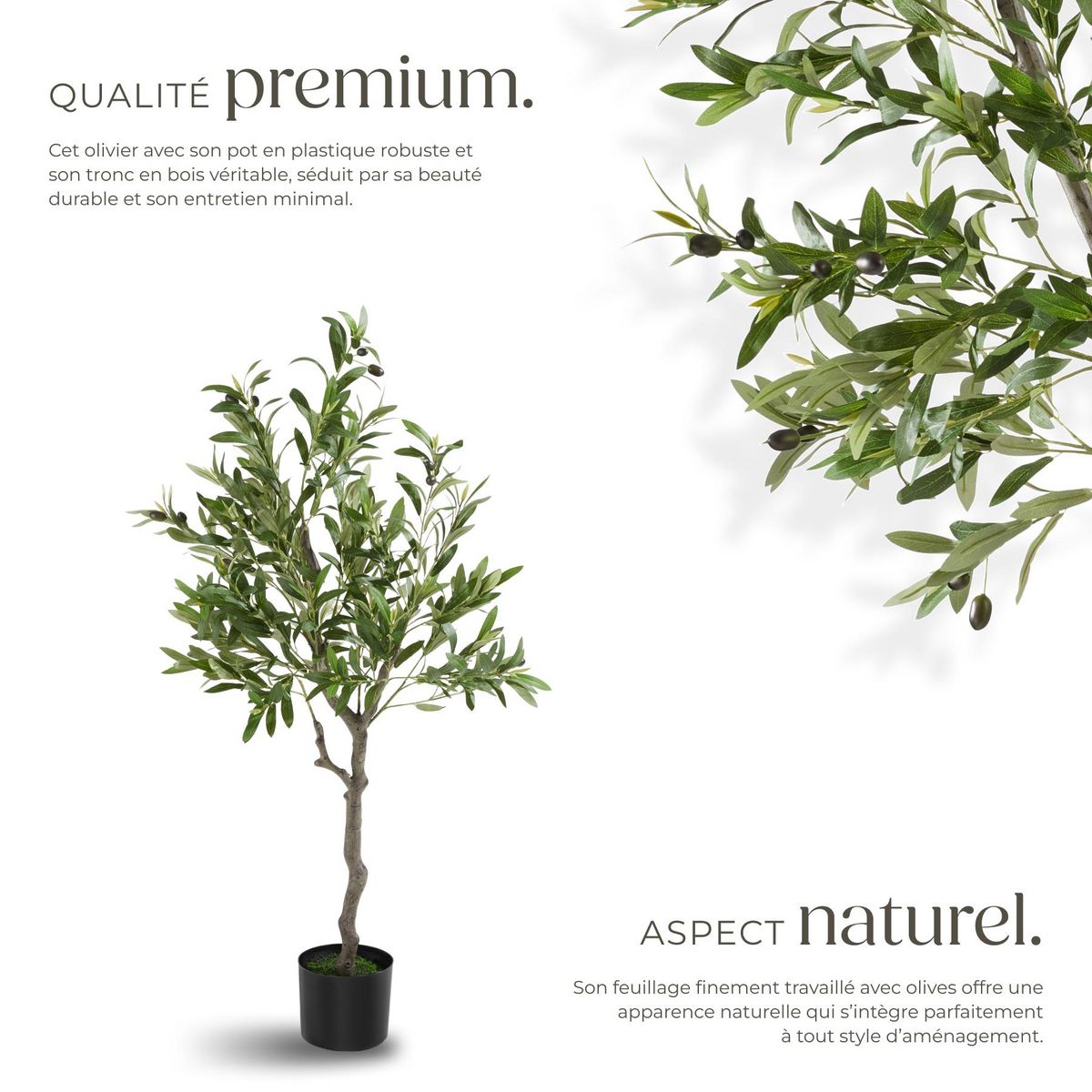 tectake Olivier artificiel design très réaliste vert