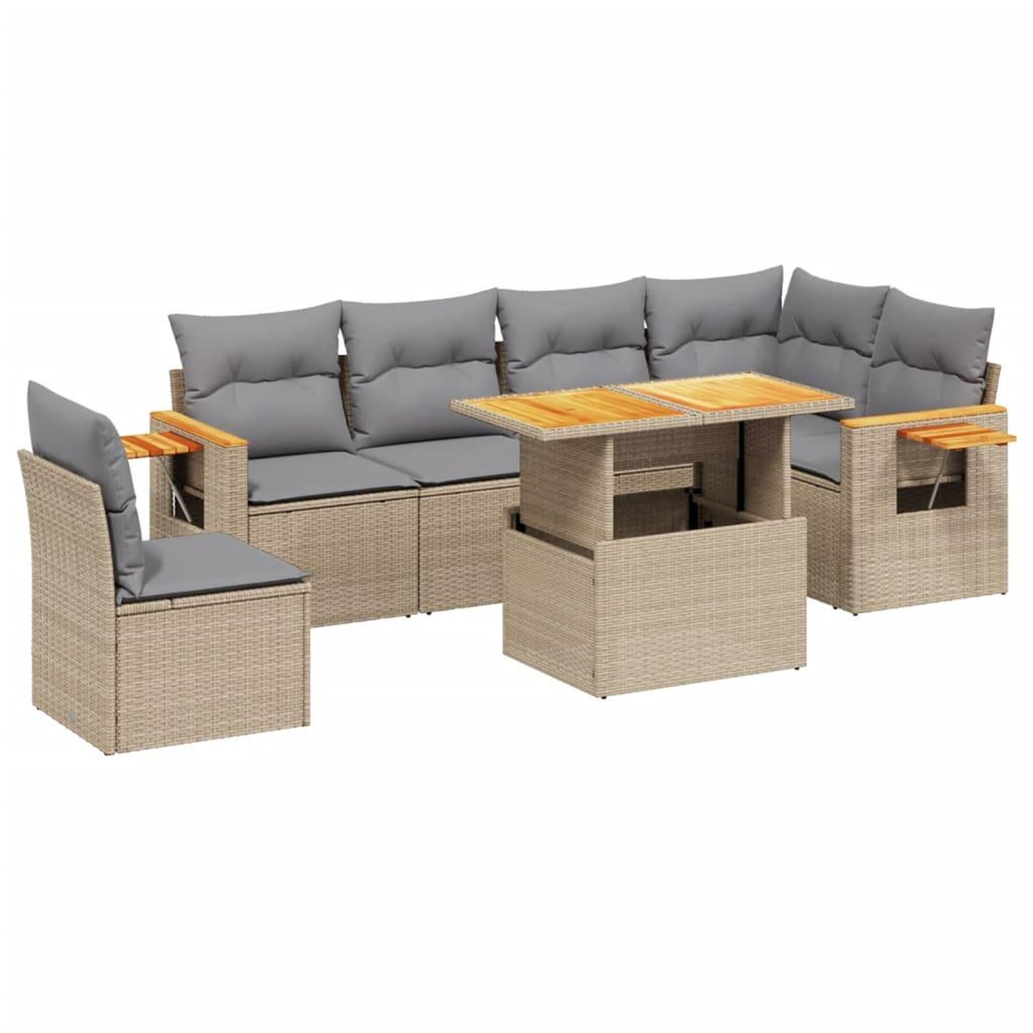 Voir la diapositive 2 : VIDAXL Salon de jardin avec coussins 7 pcs beige resine tressee