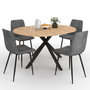 Voir la diapositive 1 : ID MARKET Ensemble table à manger ronde extensible ALIX 110 - 150 cm et 4 chaises MILA en velours gris foncé