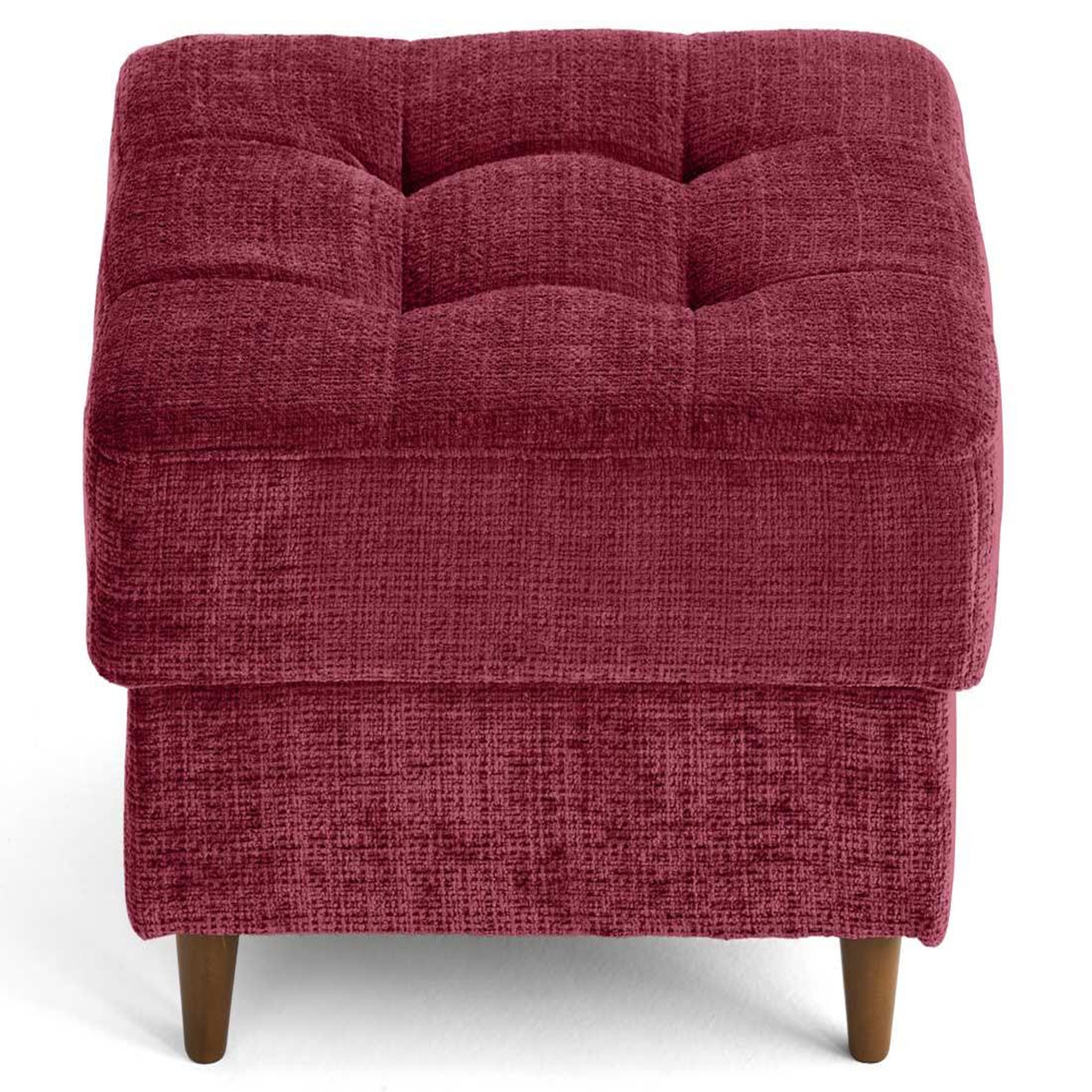 Voir la diapositive 5 : BEST MOBILIER Anna - pouf en velours texturé - pieds en bois
