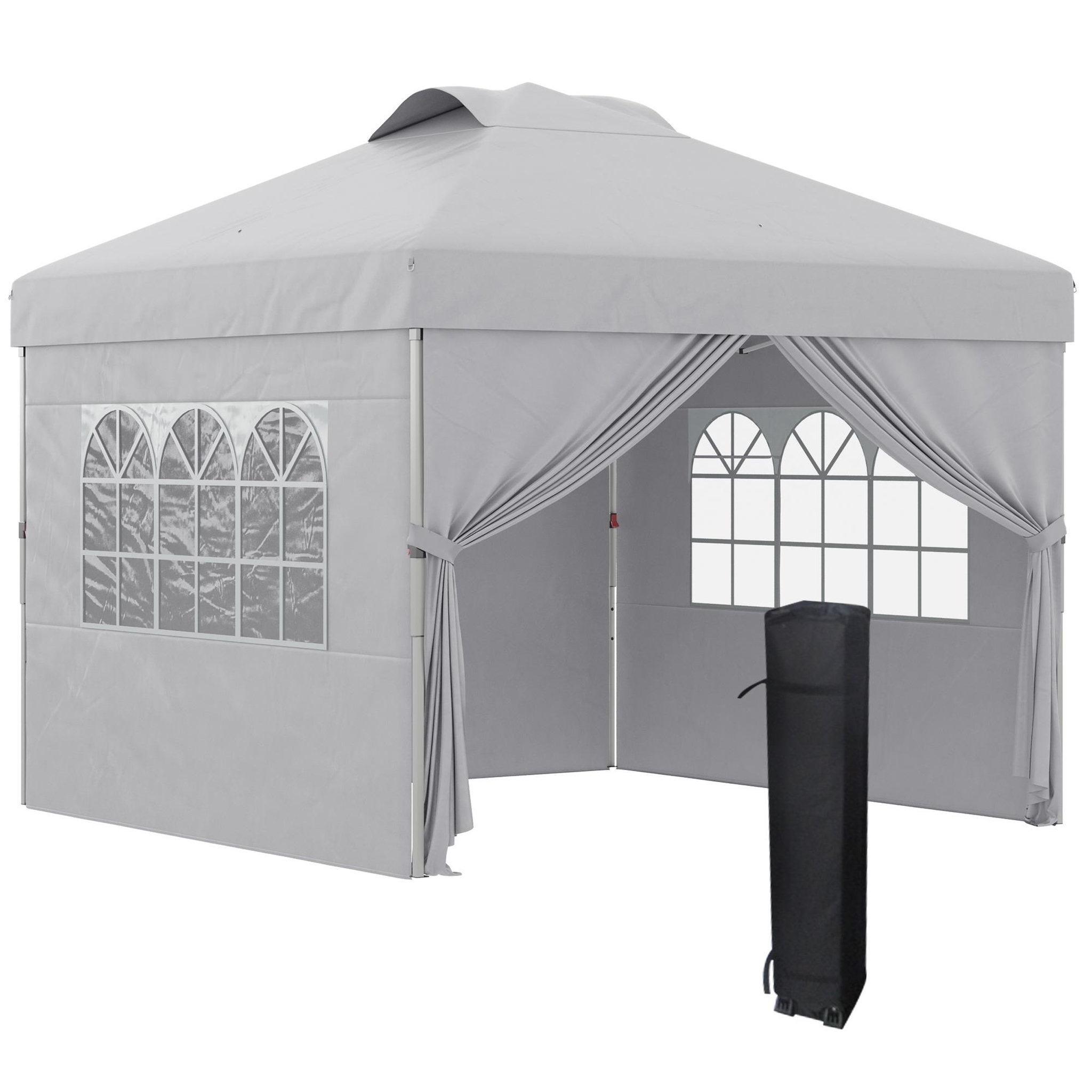 OUTSUNNY Tonnelle barnum pop-up pliant 2,97L x 2,97l x 2,84H m sac transport inclus gris