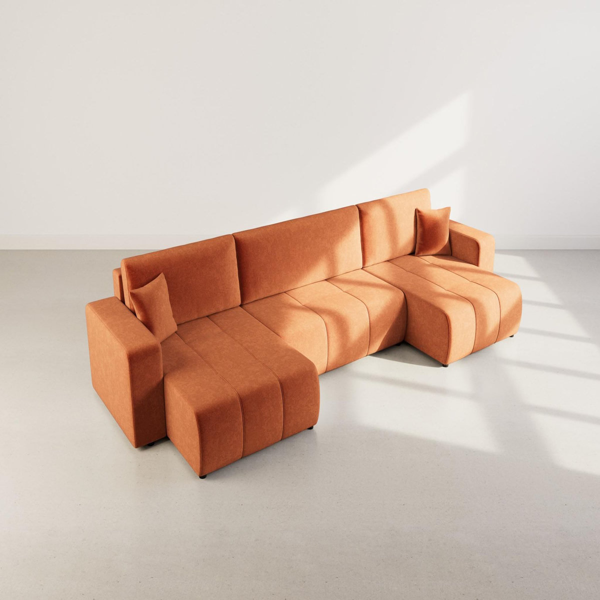 BEST MOBILIER Nicole - canapé panoramique en u 7 places convertible avec coffre en tissu
