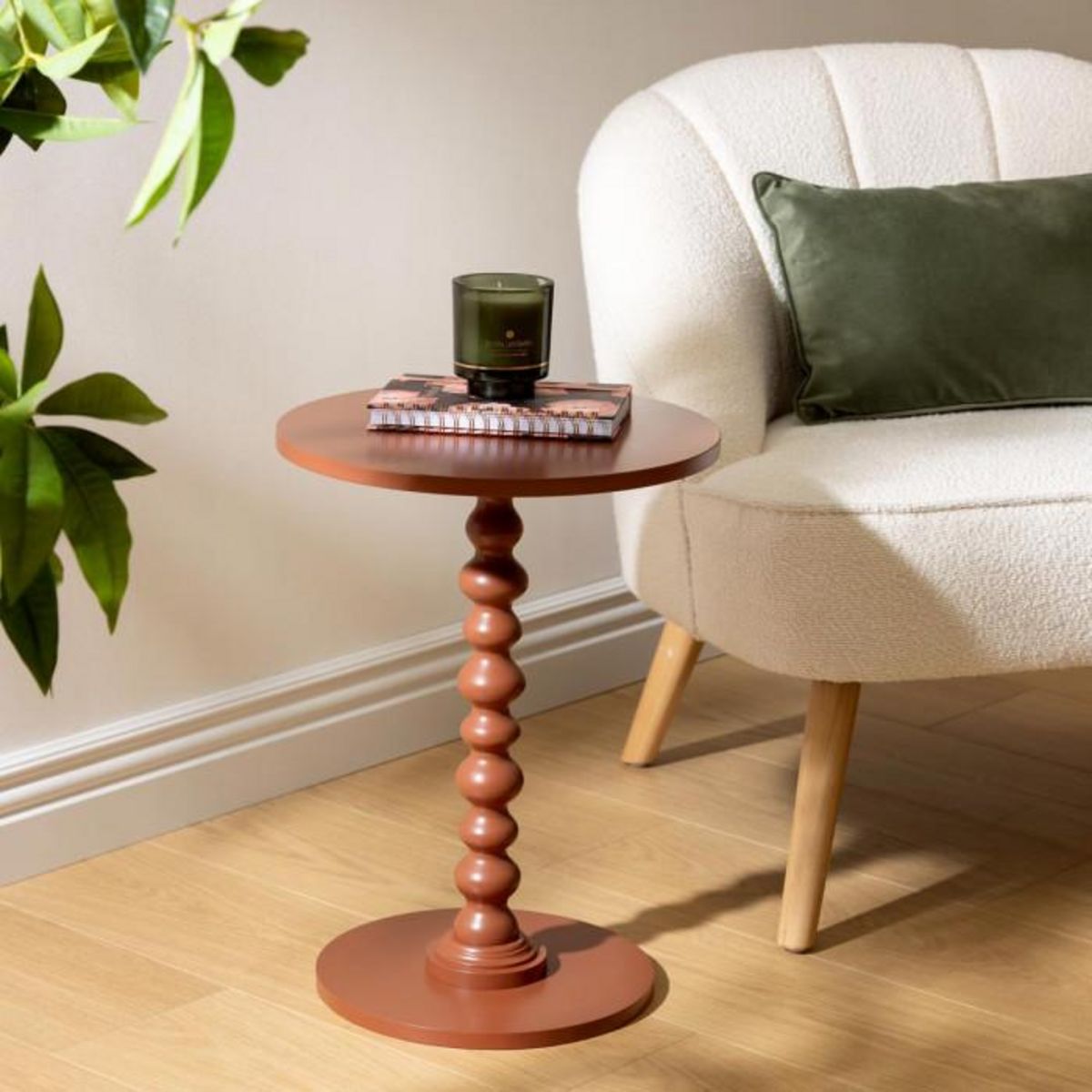 ATMOSPHERA Table d'Appoint Ronde  Alix  50cm Terracotta