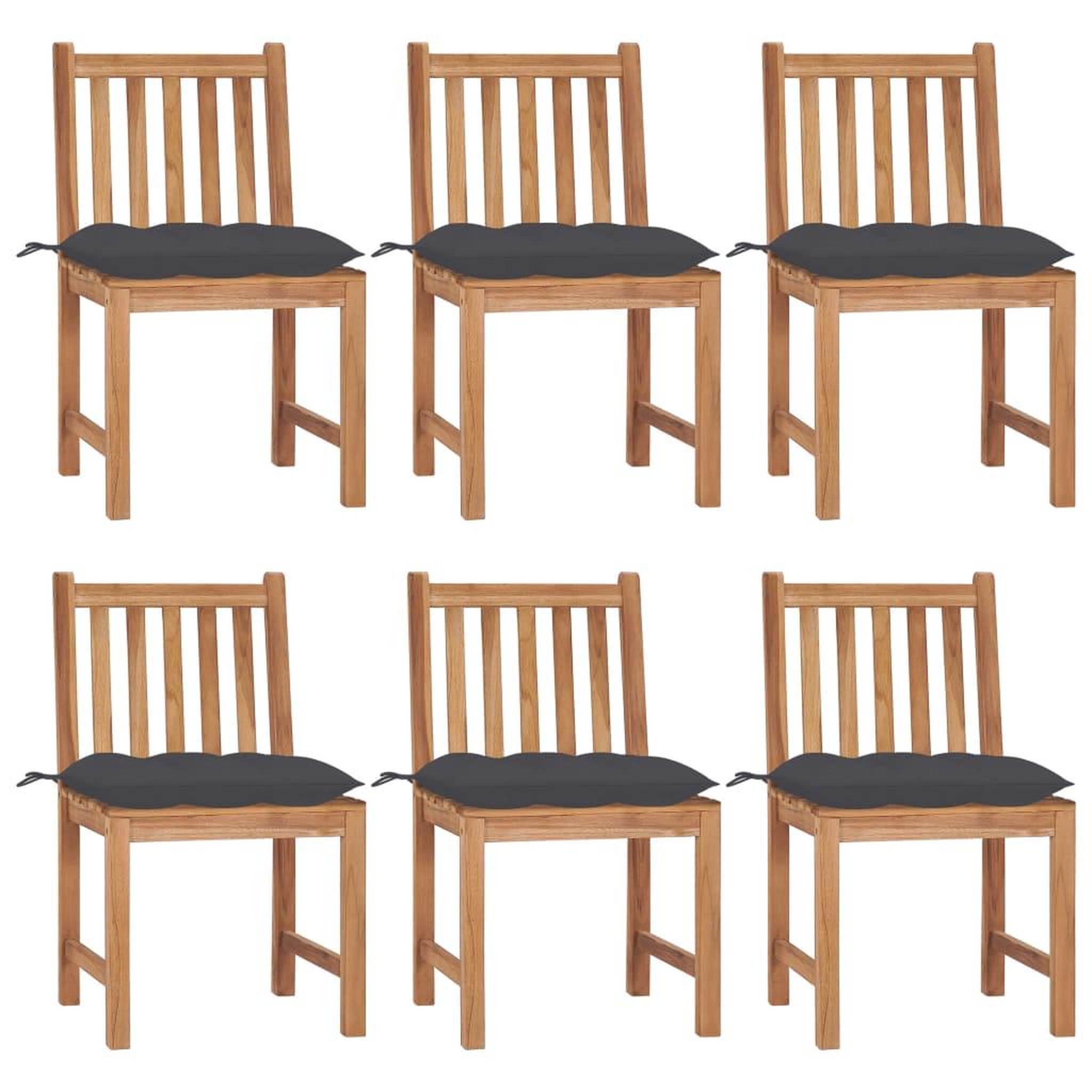 Voir la diapositive 1 : VIDAXL Chaises de jardin lot de 6 avec coussins Bois de teck massif