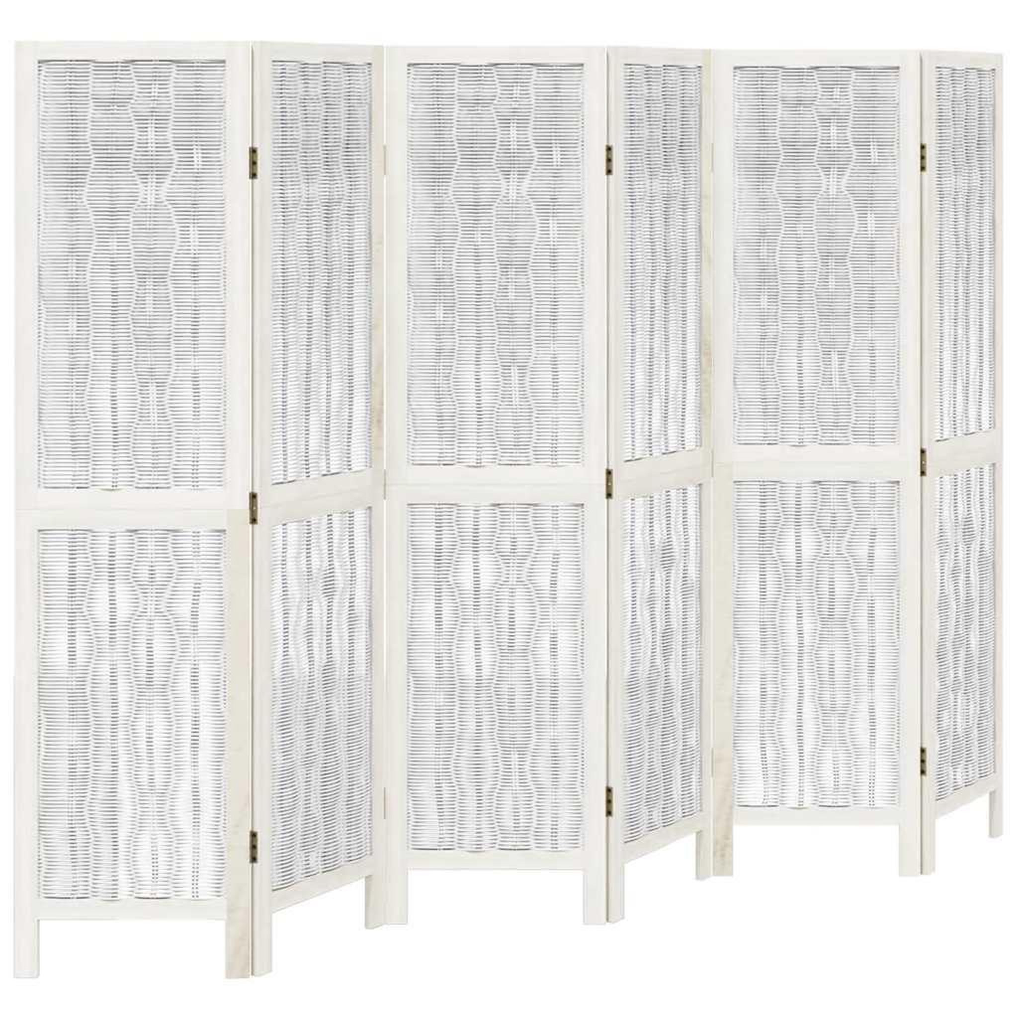 Voir la diapositive 2 : VIDAXL Cloison de separation 6 panneaux blanc bois de paulownia massif