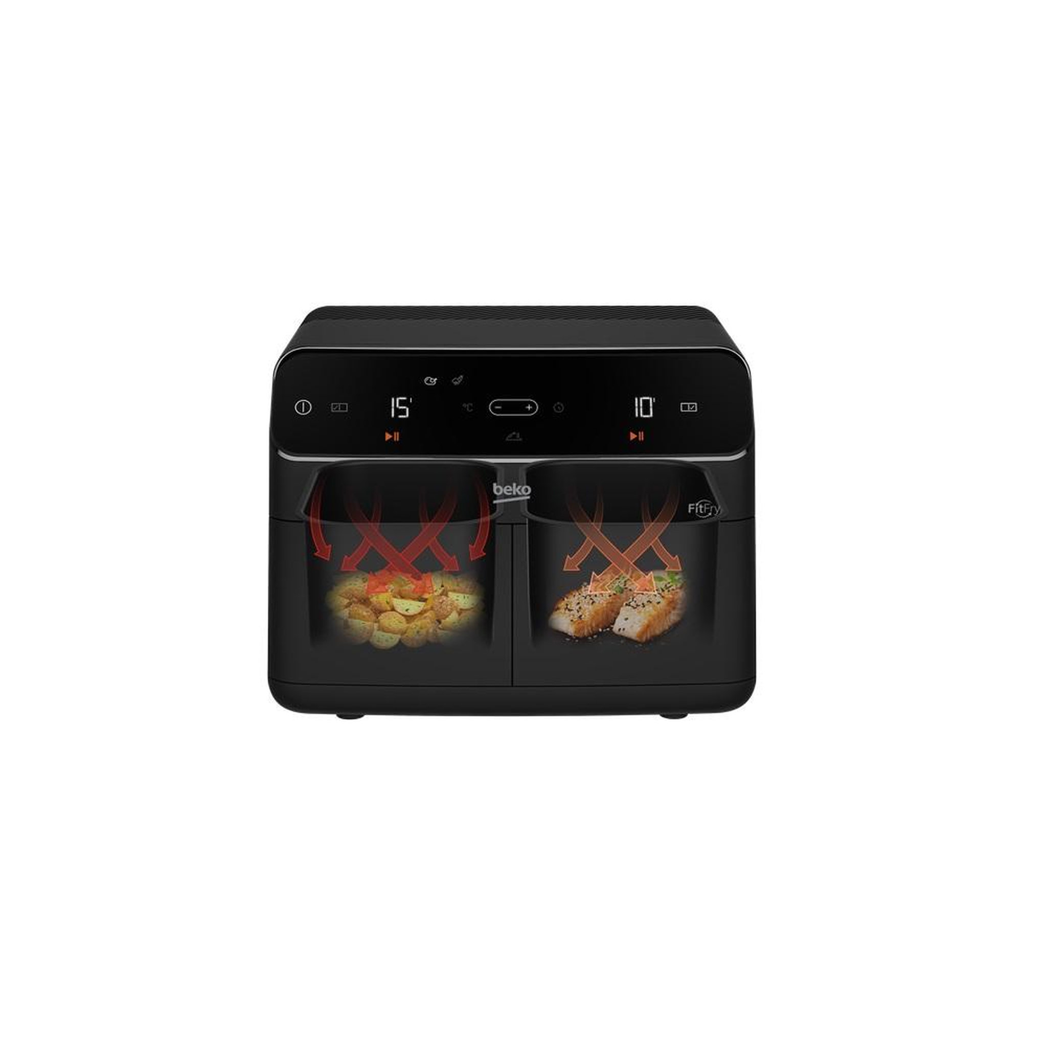 Voir la diapositive 4 : Beko Friteuse à air chaud multifonction 2x4.25l 2400w - frl5388b