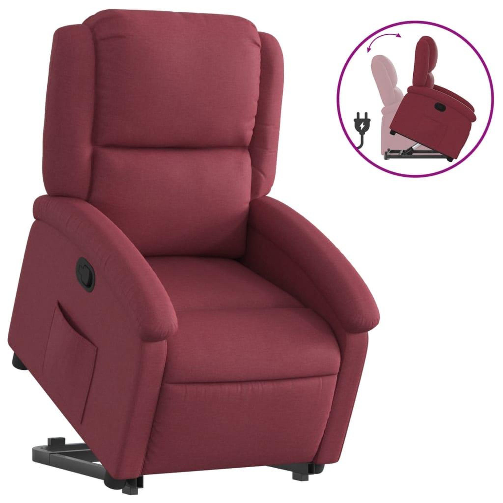 Voir la diapositive 2 : VIDAXL Fauteuil inclinable rouge bordeaux tissu