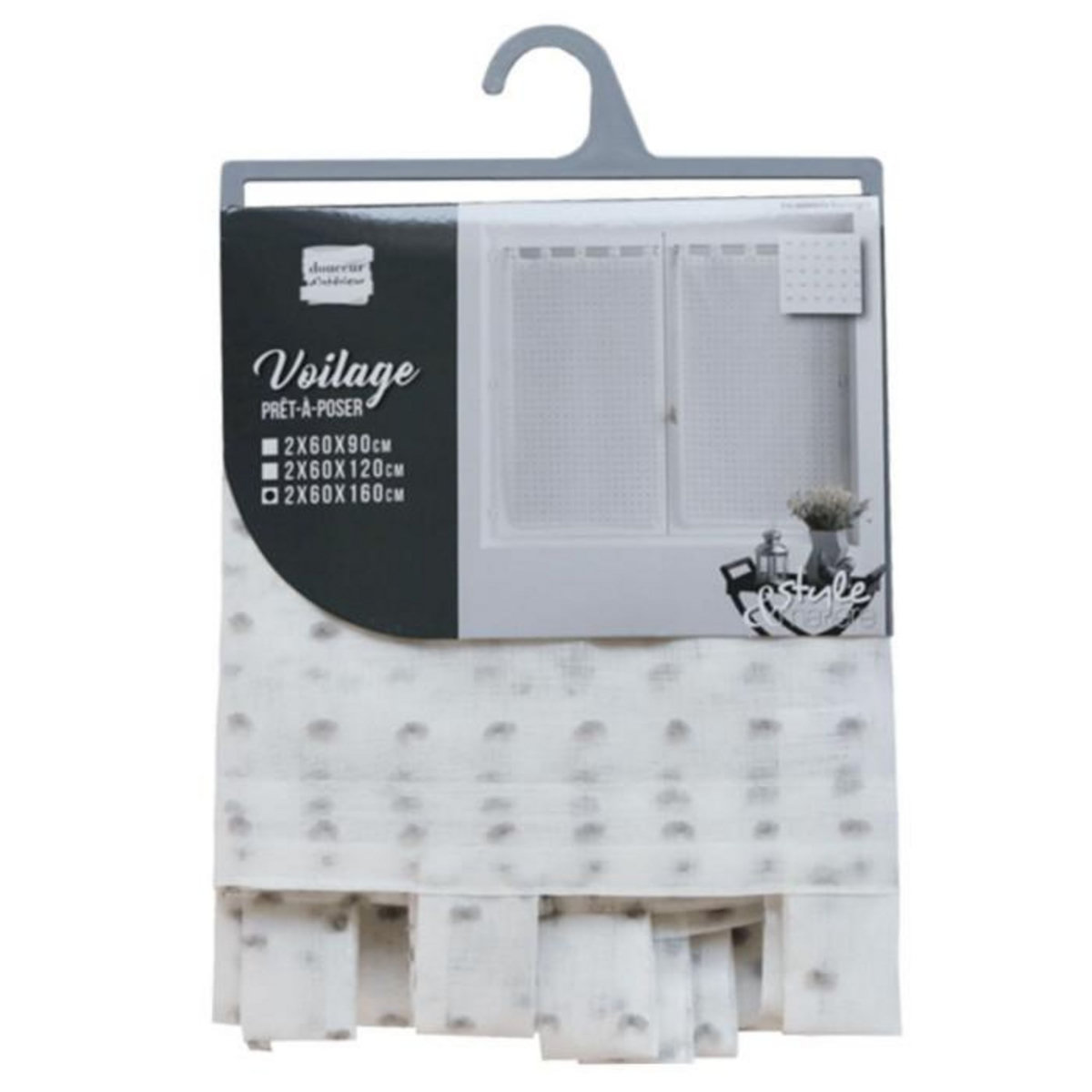 Paris Prix Paire de Voilages  Pomponella  60x160cm Gris