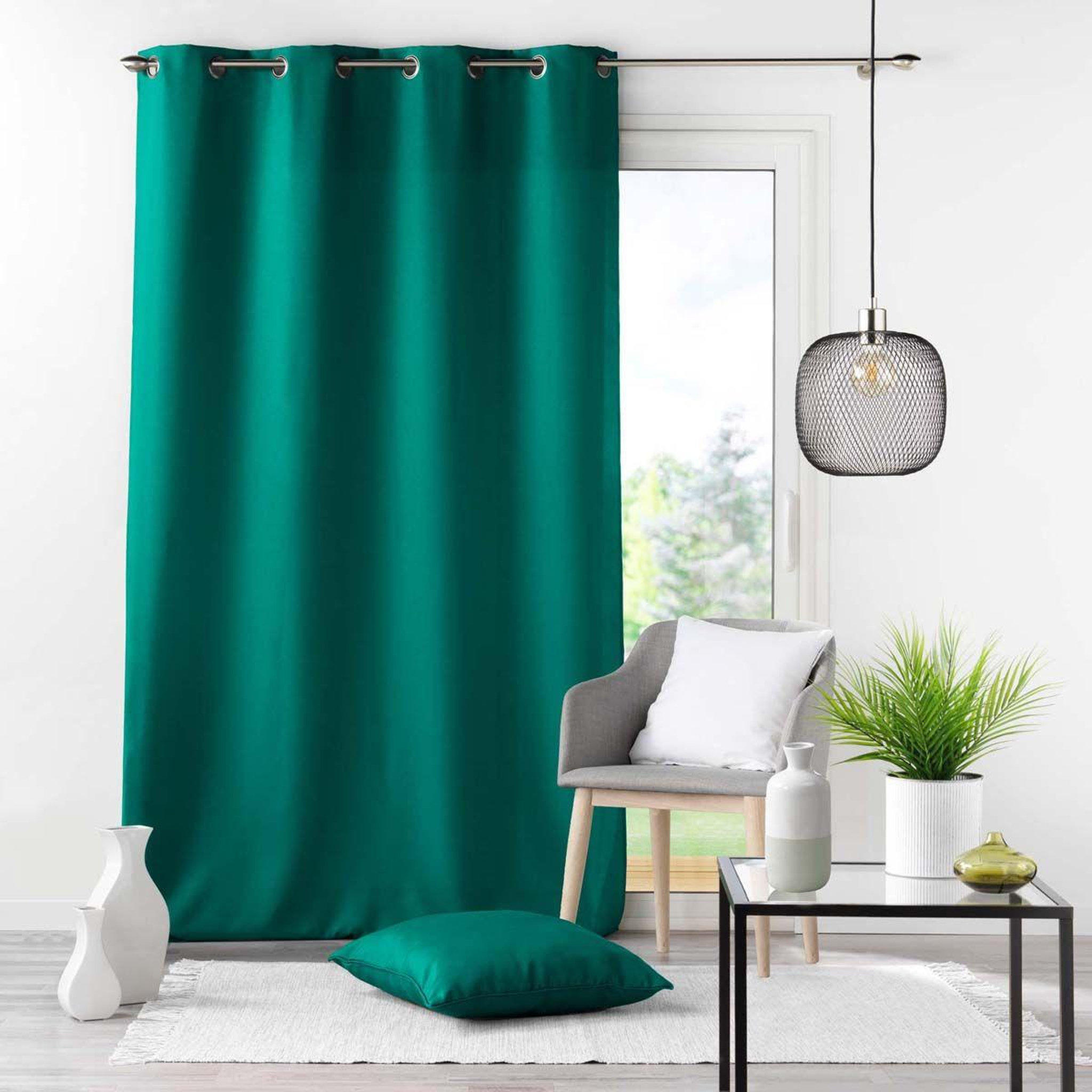 Voir la diapositive 3 : Douceur d'Intérieur Coussin déco  essentiel  60x60cm émeraude