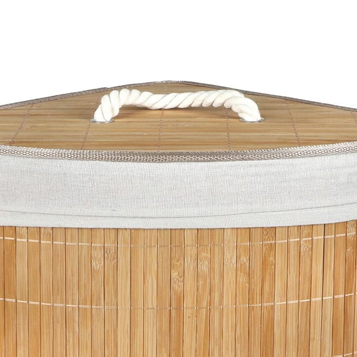 FORNORD Panier à linge d'angle en bambou avec couvercle