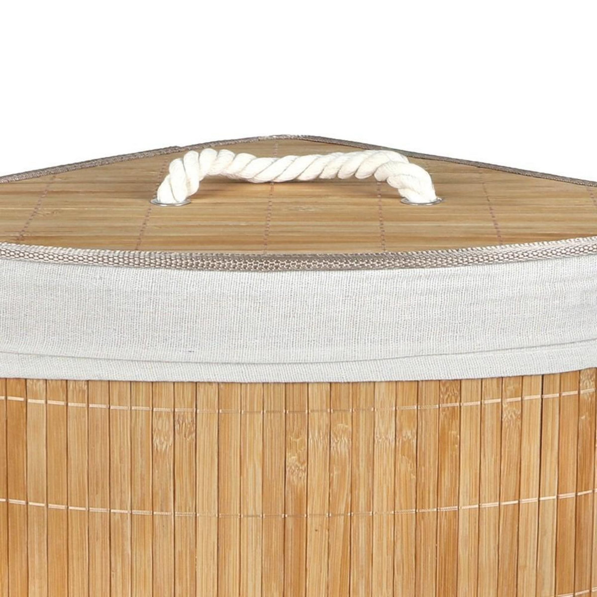 FORNORD Panier à linge d'angle en bambou avec couvercle
