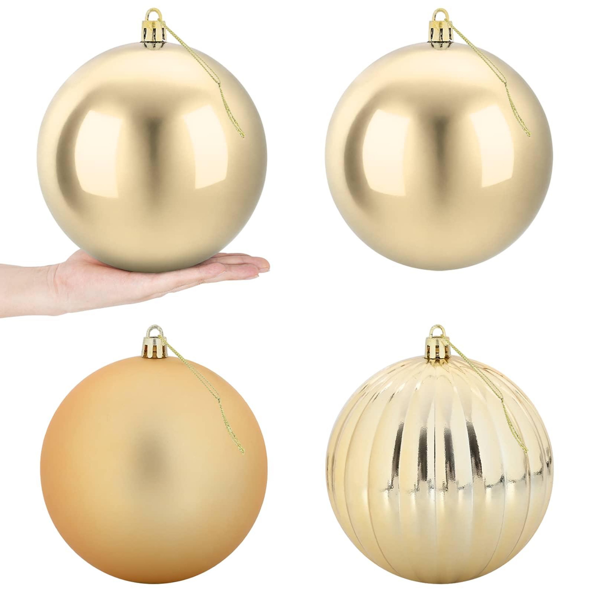 VIDAXL Lot de boules de Noël XXL 4 pc Dore Diam. 20 cm Plastique
