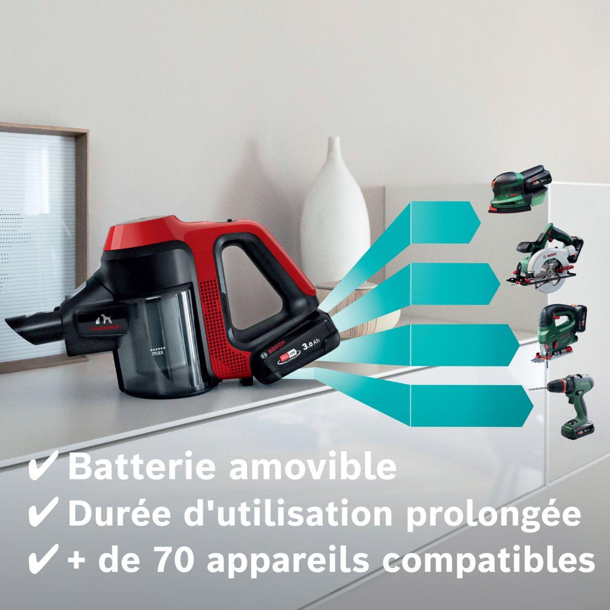 Voir la diapositive 5 : BOSCH Aspirateur balai unlimited proanimal bcs711pet