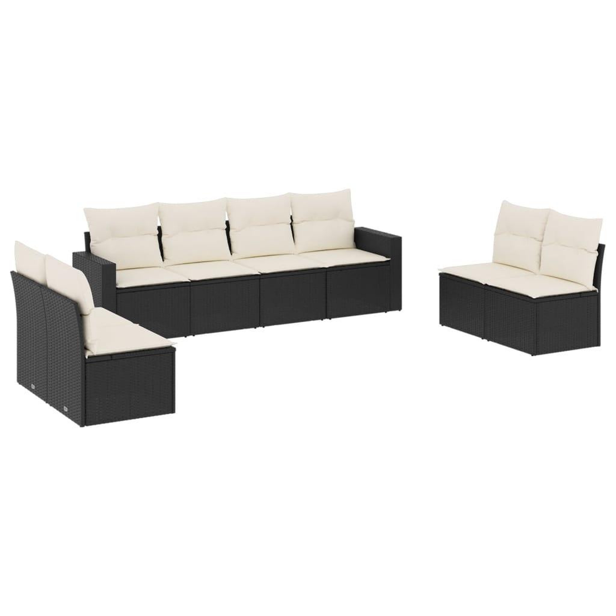 Voir la diapositive 2 : VIDAXL Salon de jardin 8 pcs avec coussins noir resine tressee