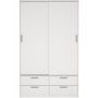 Voir la diapositive 6 : MARKET24 Armoire - Blanc mat - 2 portes coulissantes - 4 tiroirs - L121,2 x P60,25 x H200 cm - ONTARIO