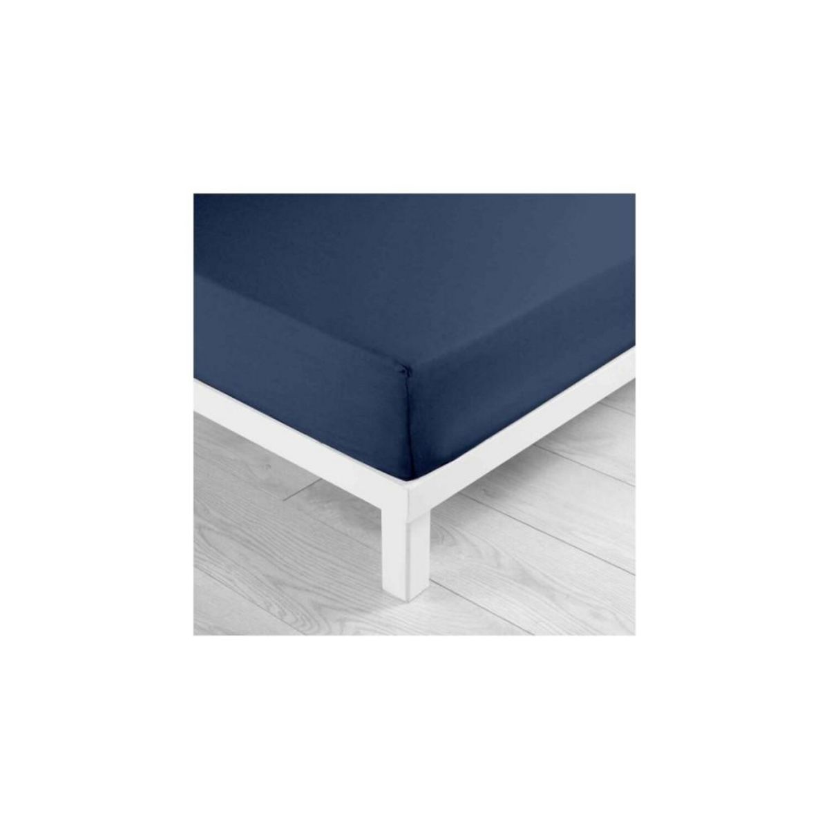 Douceur d'Intérieur Drap housse 160x200 cm uni coton bio 57 fils Biolina bleu nuit