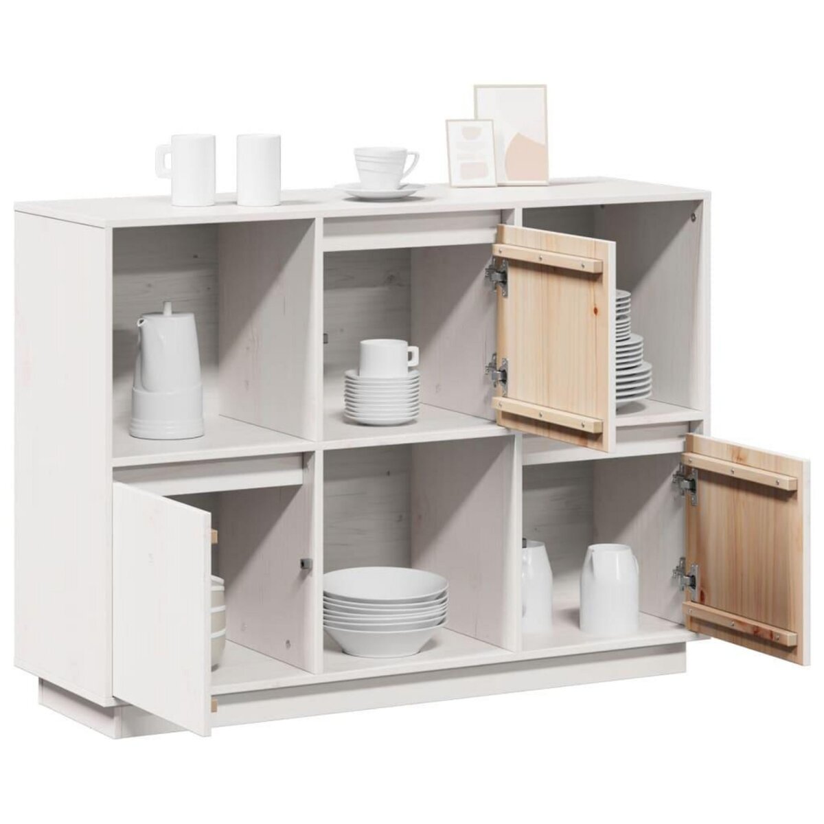 VIDAXL Buffet Blanc 110,5x35x80 cm Bois massif de pin