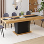 Voir la diapositive 2 : ID MARKET Table à manger extensible rectangle EDEN 6-10 personnes bois et noir bande centrale noire 160-200 cm