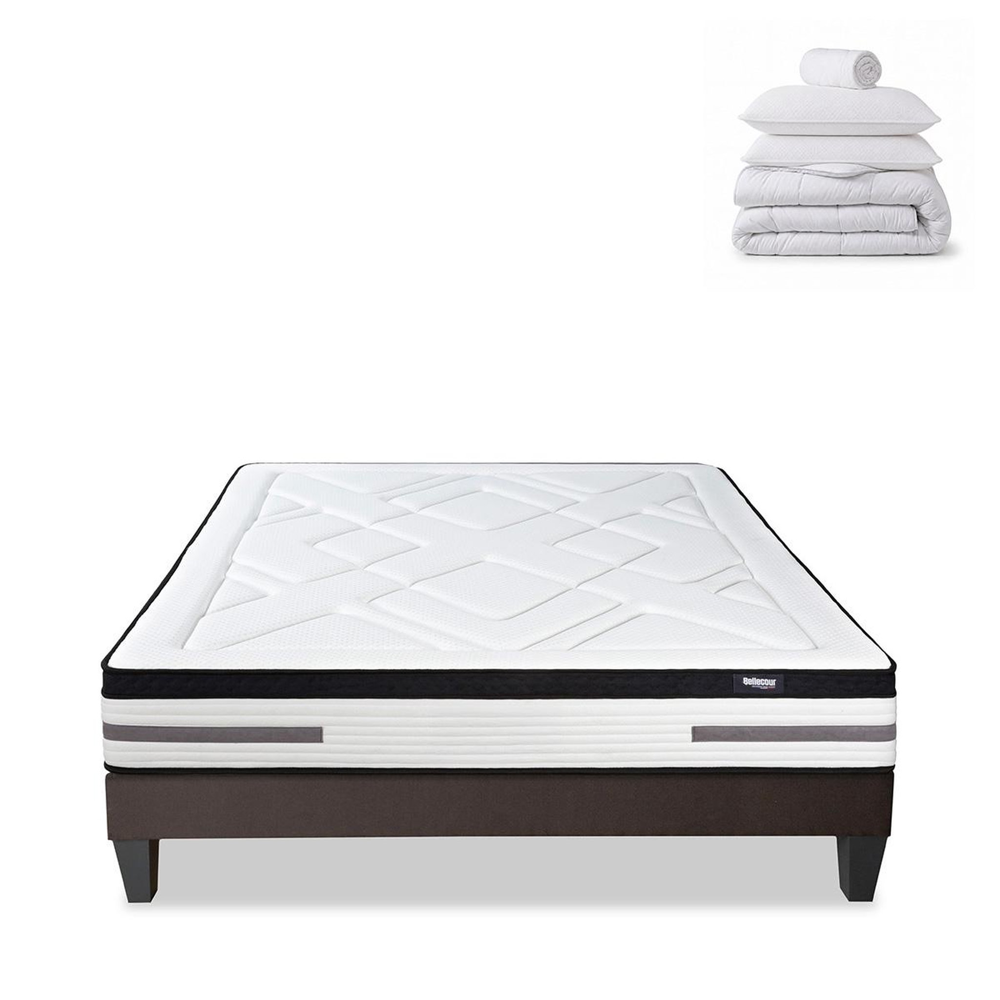 Voir la diapositive 1 : BELLECOUR Bellecour literie | pack prêt à dormir bellevue | matelas ressorts ensachés + sommier + accessoires