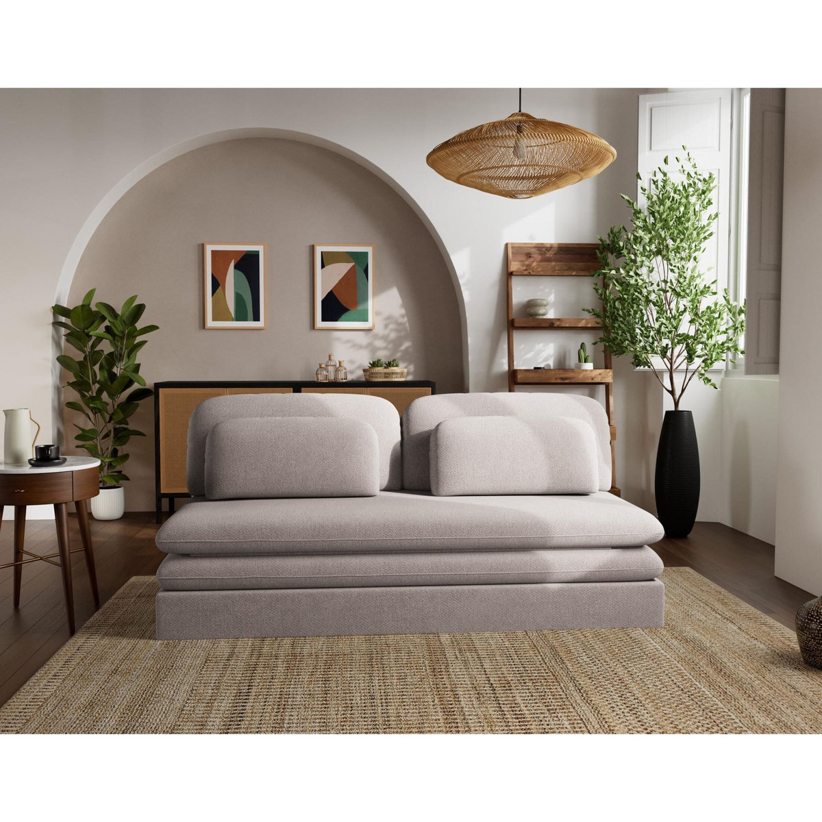 LISA DESIGN Ysal - canapé 3 places convertible déplimousse en velours texturé