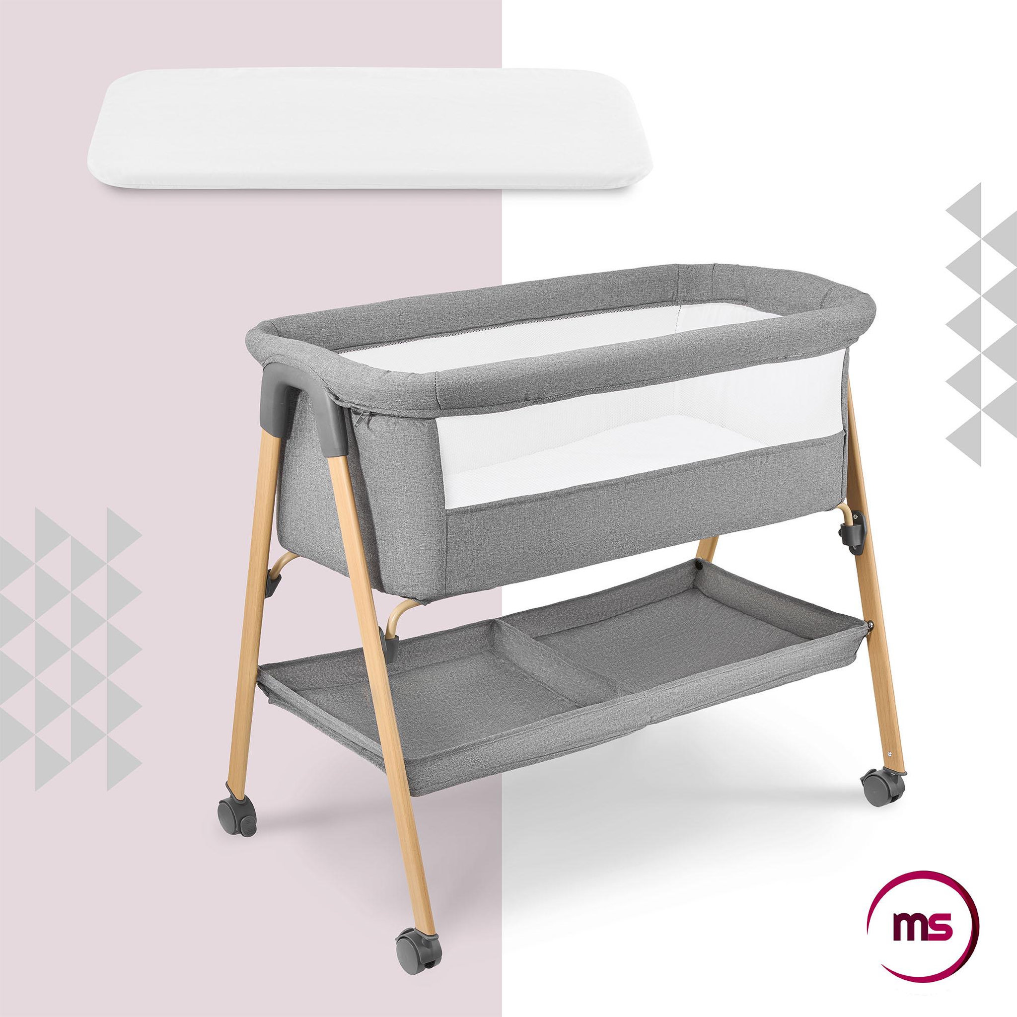Voir la diapositive 4 : MOBY SYSTEM Lit de voyage Bébé Cododo Autoportant, Matelas, Berceau 0-6 Mois, Pliable, Maille Respirante, Roues