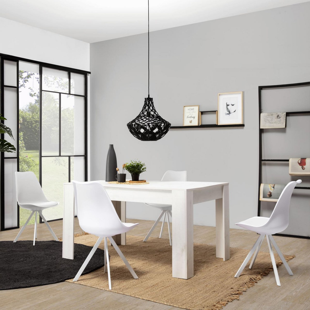 VS VENTA-STOCK Pack 2 chaises Salle à Manger Cross Style Nordique Blanc, 54 cm x 49 cm x 84 cm