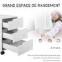 Voir la diapositive 4 : HOMCOM HOMCOM Caisson de bureau rangement sur roulettes 3 tiroirs verrouillables 40 x 50 x 57,5 cm MDF blanc