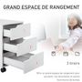 Voir la diapositive 4 : HOMCOM HOMCOM Caisson de bureau rangement sur roulettes 3 tiroirs verrouillables 40 x 50 x 57,5 cm MDF blanc