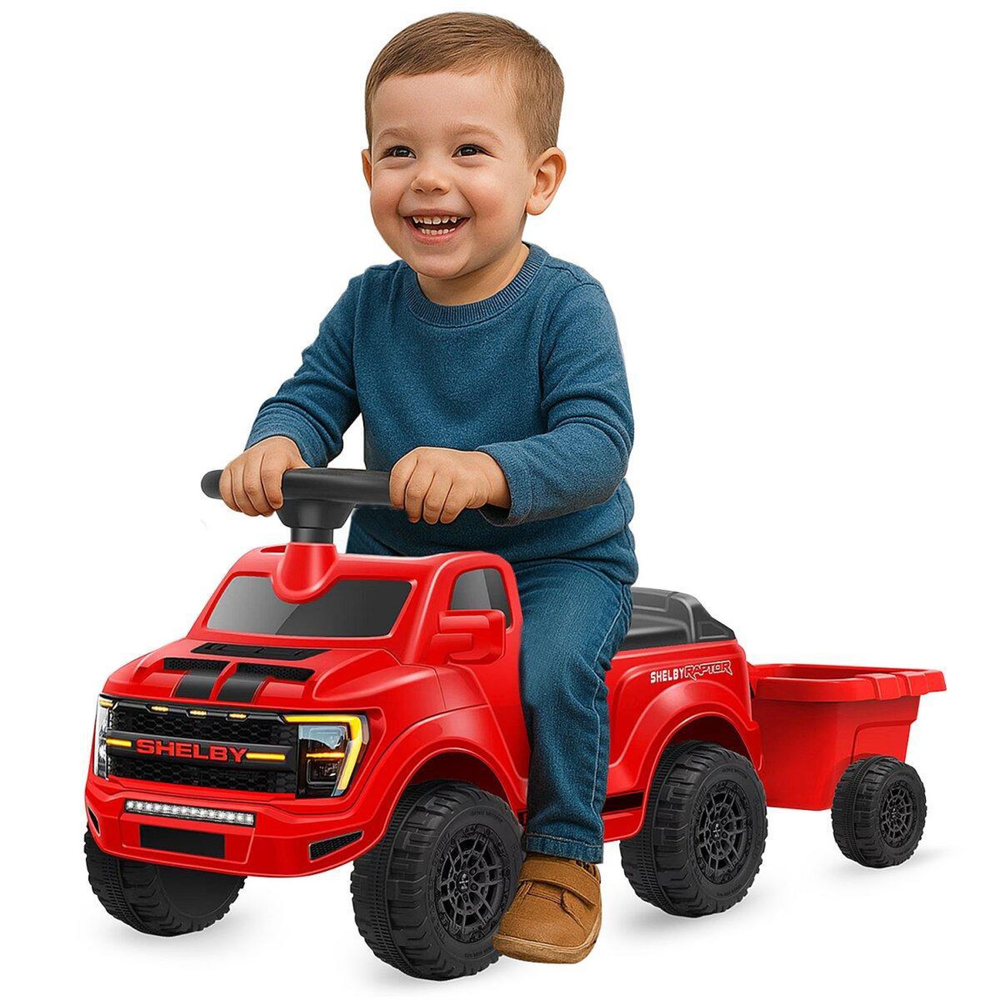 Voir la diapositive 3 : Jamara Porteur Ford F-150 Raptor rouge avec remorque