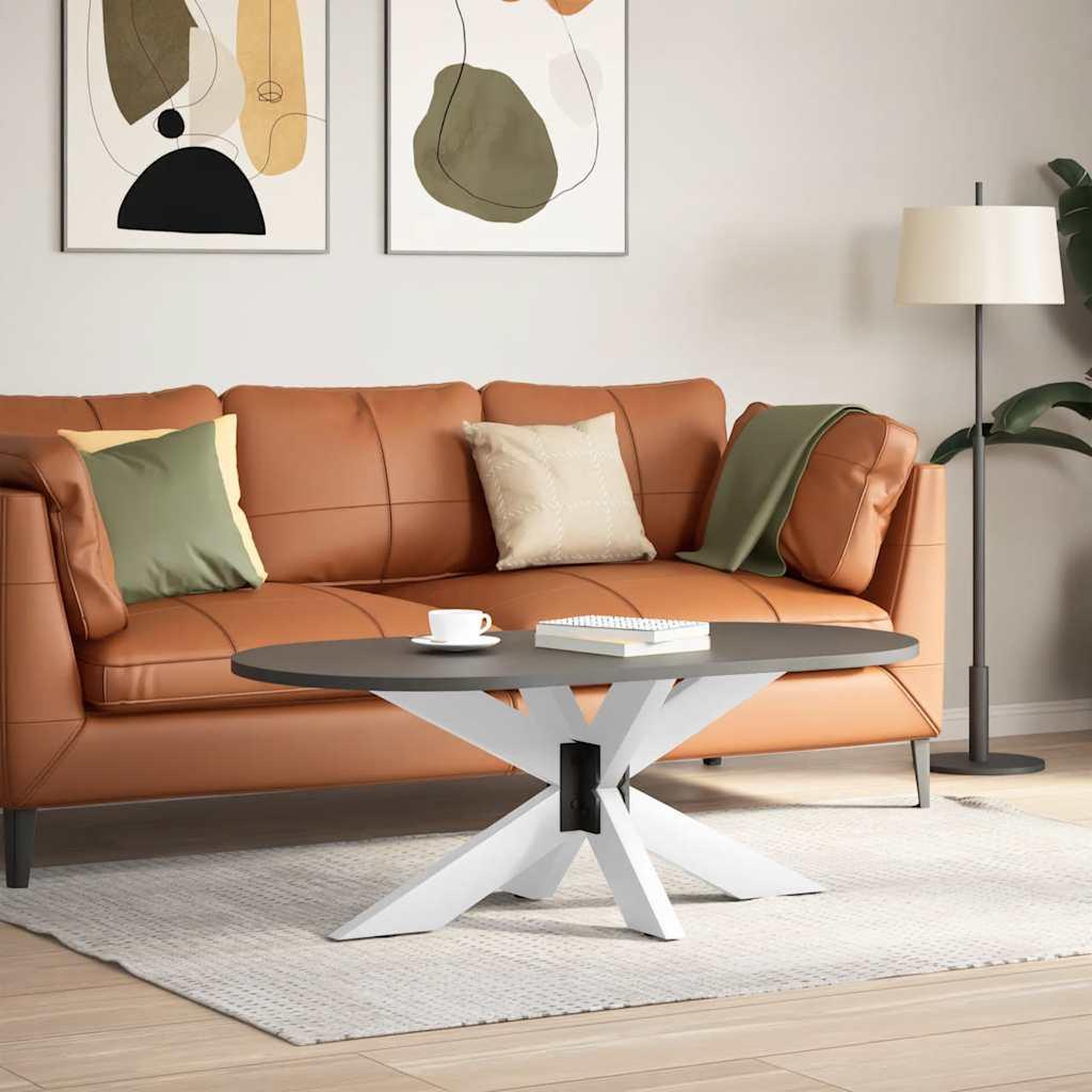 Voir la diapositive 2 : VIDAXL Pied de table basse forme d'araignee blanc 98x58x(42-43) cm