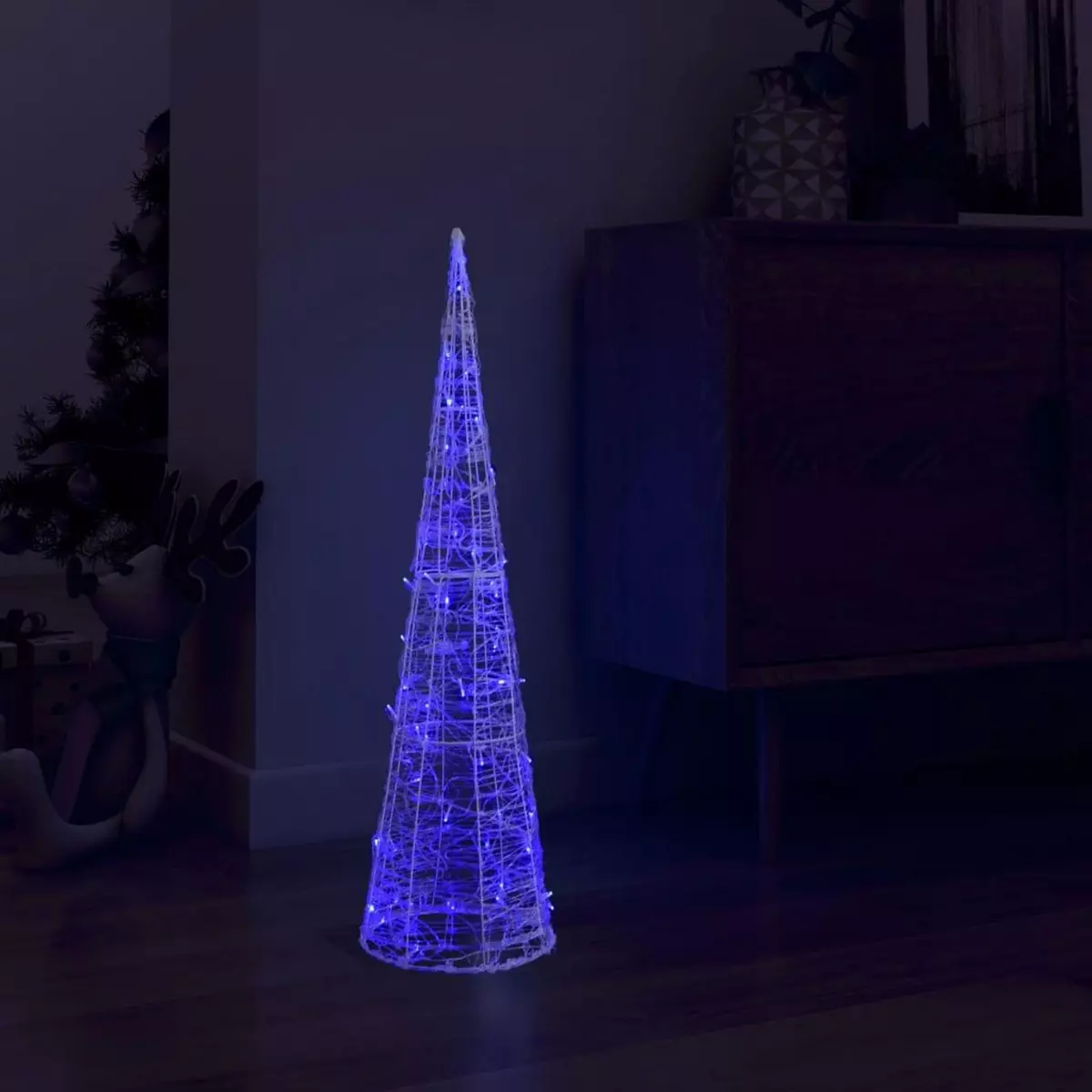 VIDAXL Cone lumineux decoratif pyramide a LED Acrylique Bleu 90 cm