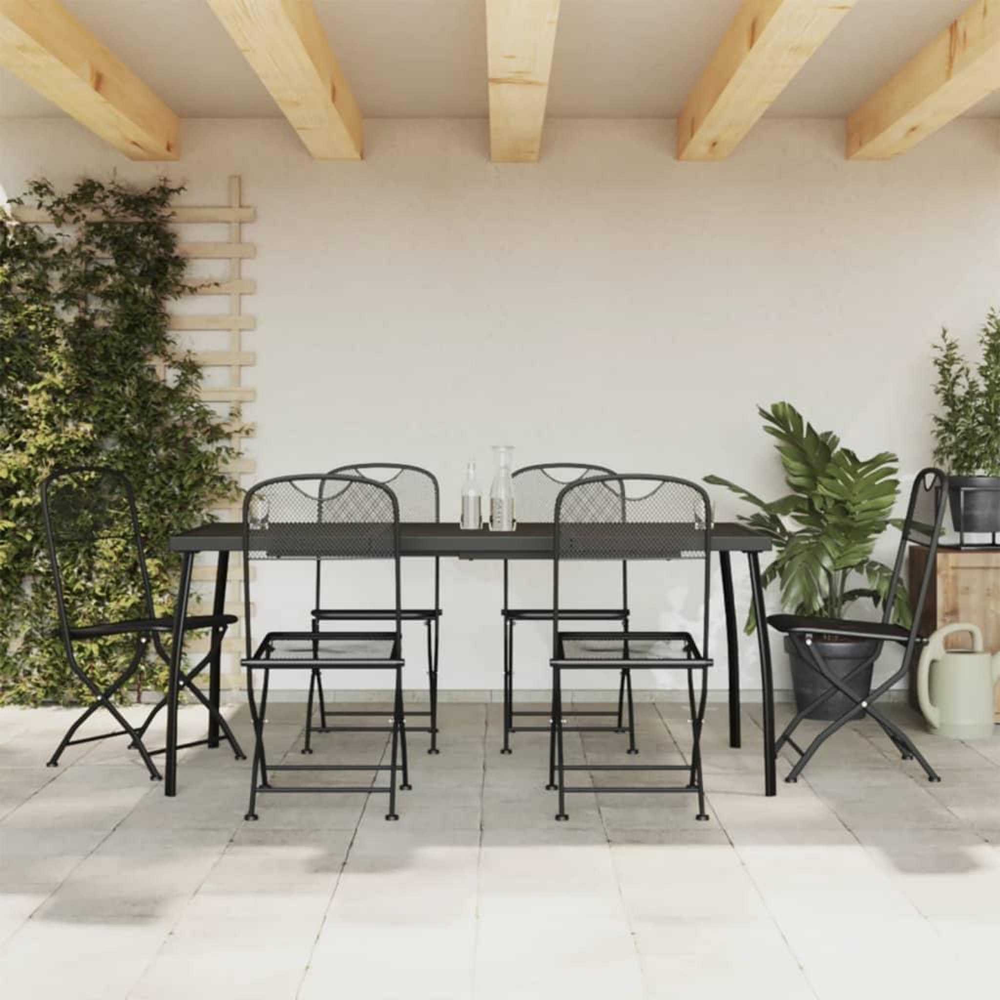 VIDAXL Ensemble a manger de jardin 7 pcs anthracite metal maille