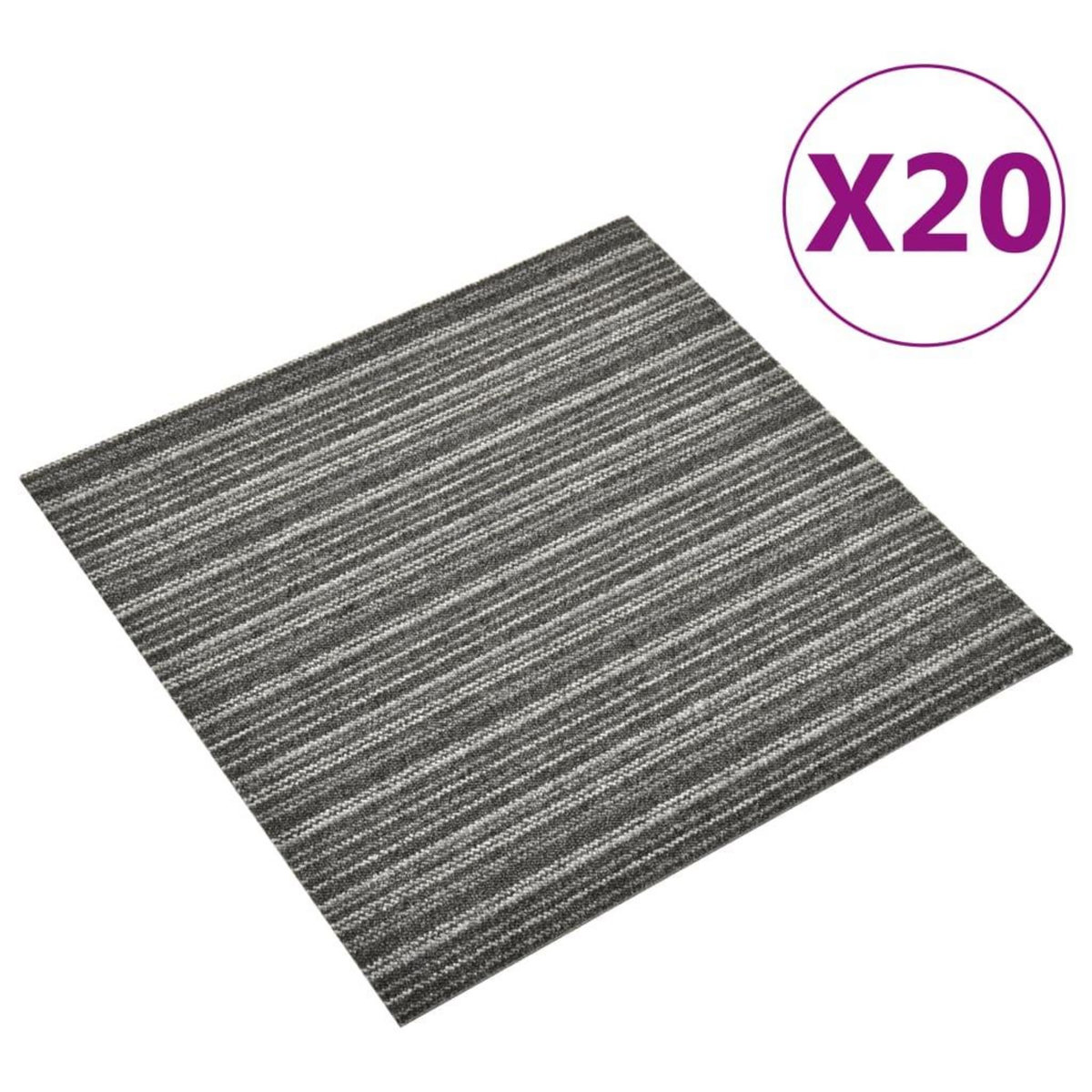VIDAXL Dalles de tapis de sol 20 pcs 5 m^2 50x50 cm Anthracite raye