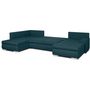Voir la diapositive 4 : MARKET24 Canapé d'angle panoramique convertible -7 places - INDIAN - Tissu 100% polyester - Bleu canard - 360 x 228 cm