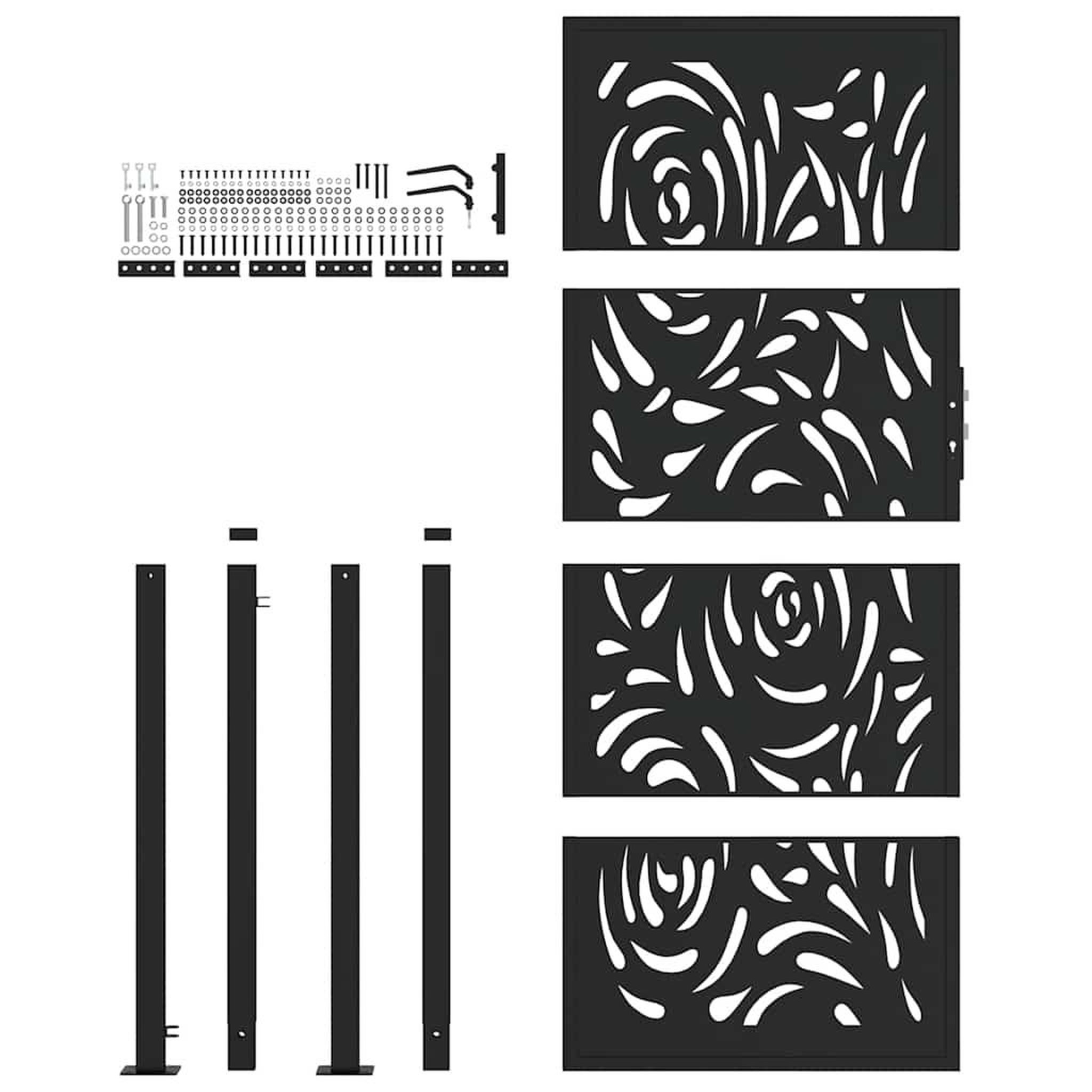 Voir la diapositive 4 : VIDAXL Portail de jardin noir 105x205 cm acier conception de flamme