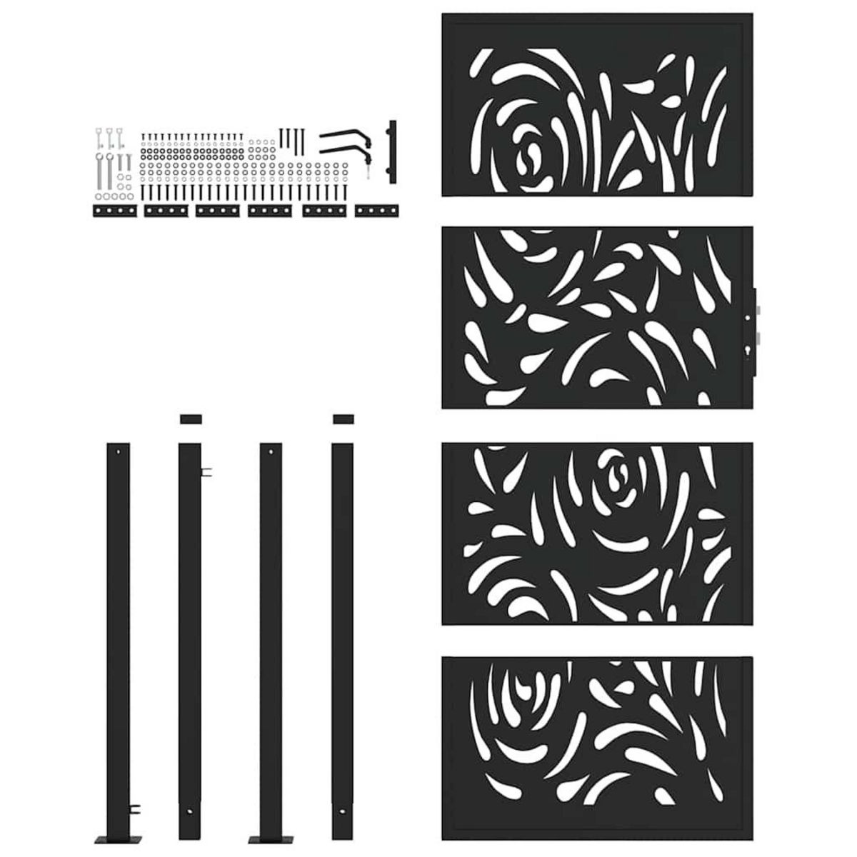 VIDAXL Portail de jardin noir 105x205 cm acier conception de flamme