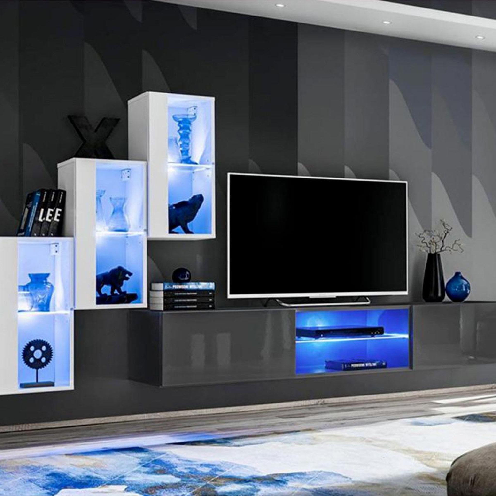 Voir la diapositive 1 : Paris Prix Ensemble meuble tv  switch xxii  210cm blanc & gris